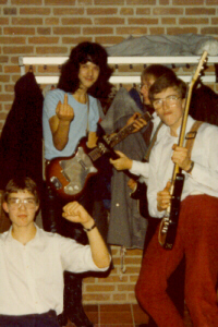 Xavior - Jurgen van Ampting, Frans de Meijer, Han van Kuppeveld, Erik van Doorne. Locatie: Zevenaar, plm. 1980 | Foto: Es Schuijs
